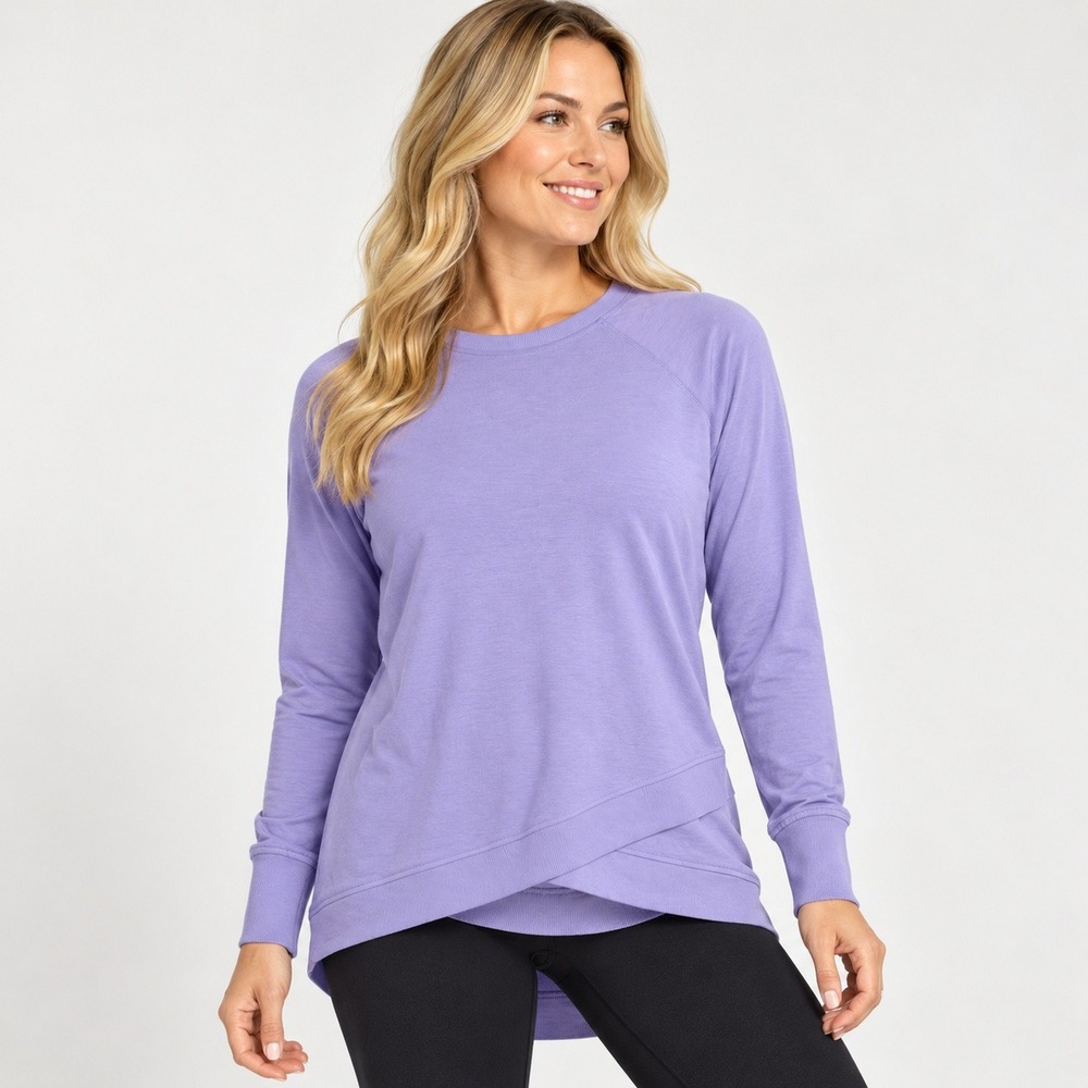 Danskin Women's S Purple Criss Cross Tunic Top Long Sleeve 1257748